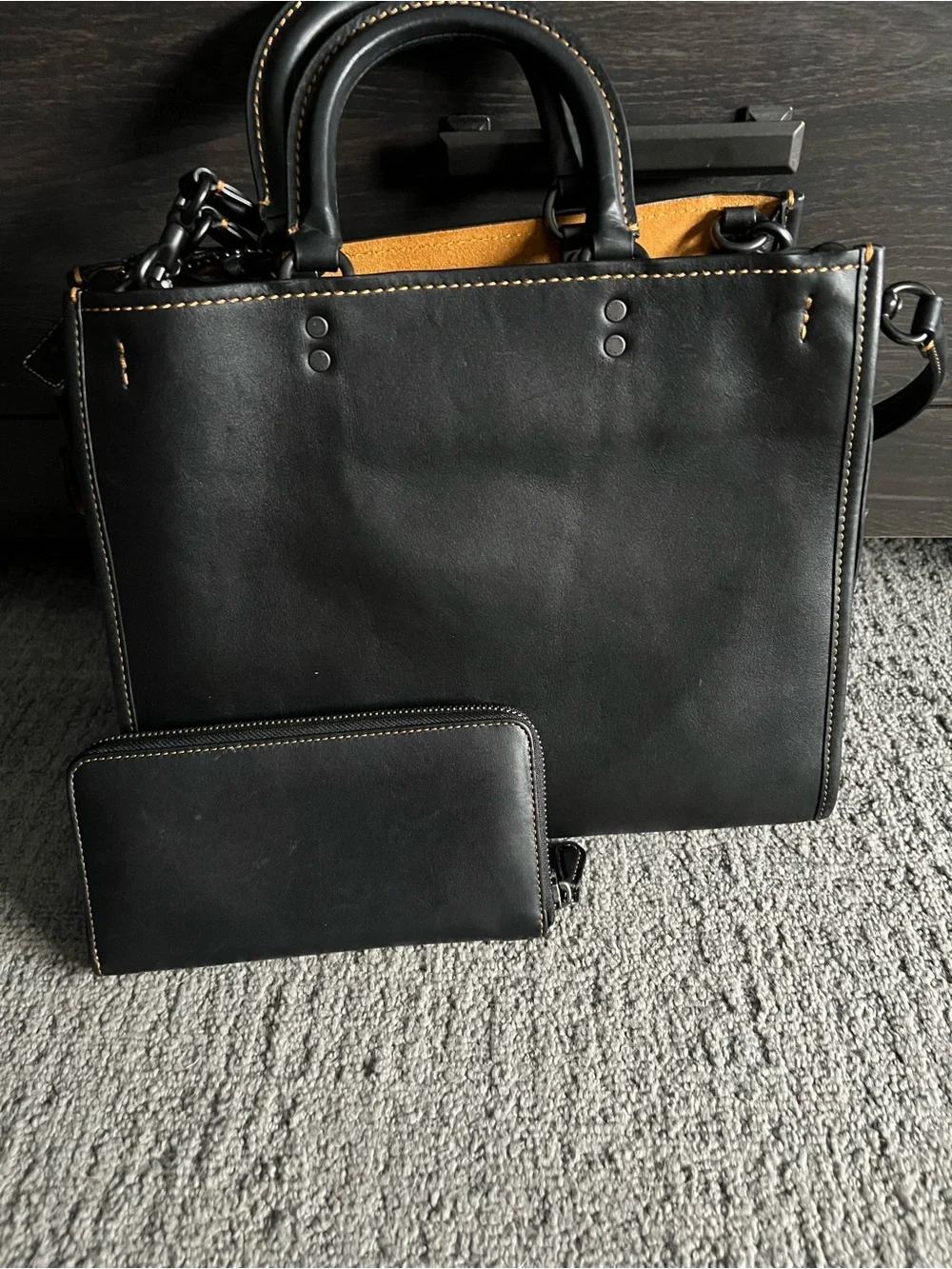 COACH leather Rogue 30 and Wallet Set Leather Purse Handbag new